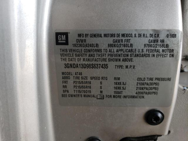 3GNDA13D98S637435 - 2008 CHEVROLET HHR LS 银色 照片 12