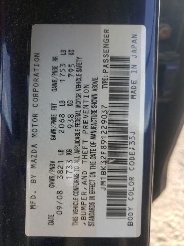 JM1BK32F891229037 - 2009 MAZDA 3 I BLUE photo 10