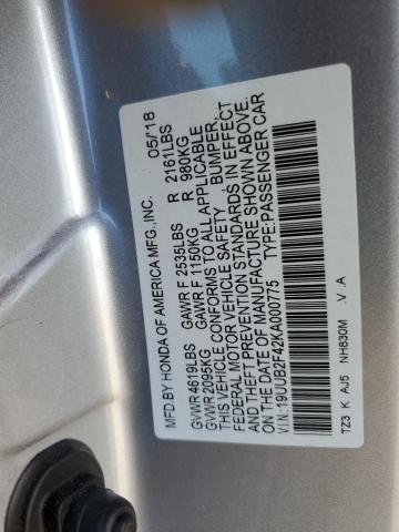 19UUB2F42KA000775 - 2019 ACURA TLX TECHNOLOGY 银色 照片 12