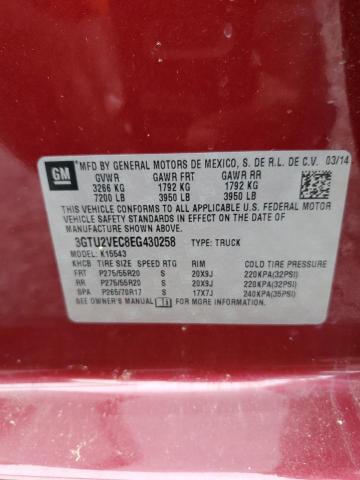 3GTU2VEC8EG430258 - 2014 GMC SIERRA K1500 SLT BURGUNDY photo 12