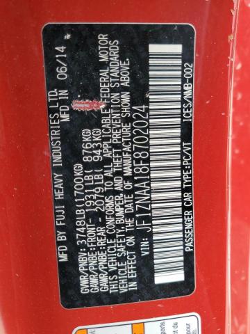 JF1ZNAA18F8702024 - 2015 TOYOTA SCION FR-S 红色 照片 12