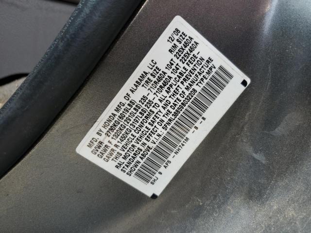 5FNRL38859B032208 - 2009 HONDA ODYSSEY TOURING GRAY photo 13