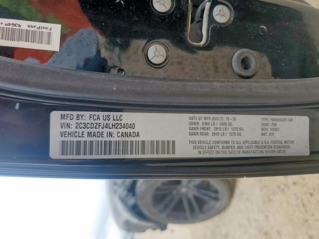 2C3CDZFJ4LH234040 - 2020 DODGE CHALLENGER R/T SCAT PACK BLACK photo 12