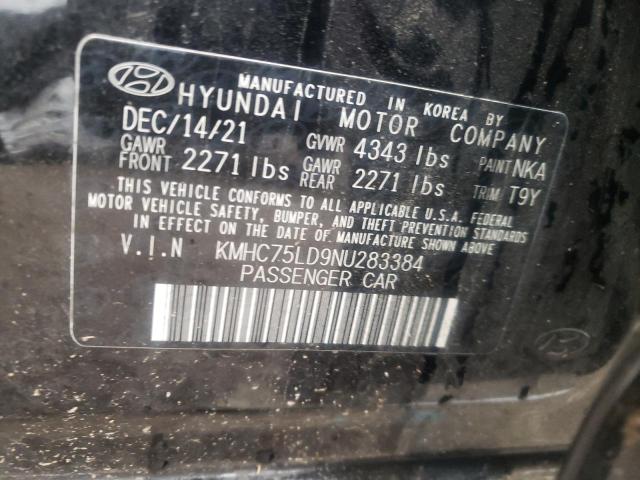 KMHC75LD9NU283384 - 2022 HYUNDAI IONIQ SEL BLACK photo 12