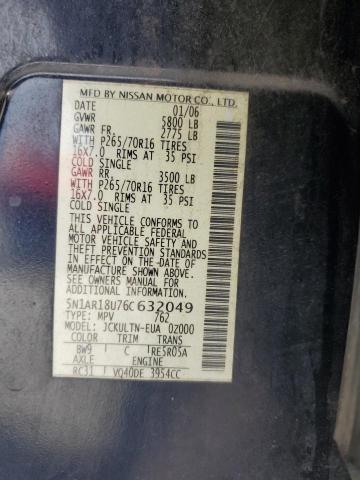 5N1AR18U76C632049 - 2006 NISSAN PATHFINDER LE BLUE photo 13