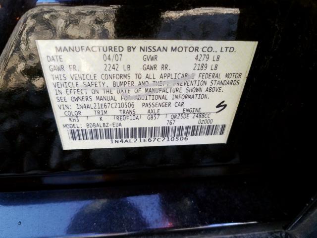 1N4AL21E67C210506 - 2007 NISSAN ALTIMA 2.5  photo 10