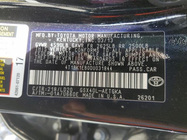 4T1BK1EB0DU031844 - 2013 TOYOTA AVALON BASE Qara foto 13