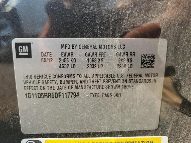 1G11D5RR6DF117794 - 2013 CHEVROLET MALIBU 1LT 灰色 照片 12