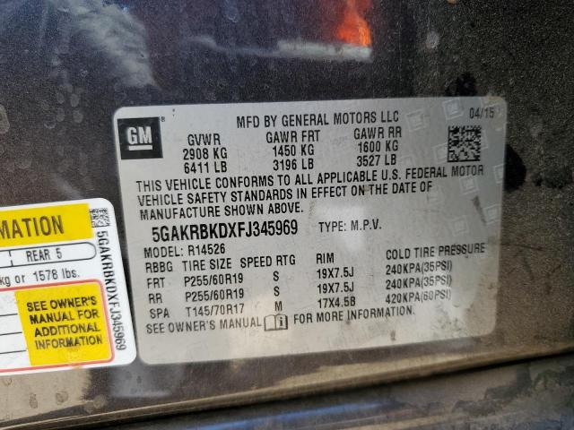 5GAKRBKDXFJ345969 - 2015 BUICK ENCLAVE CHARCOAL photo 13