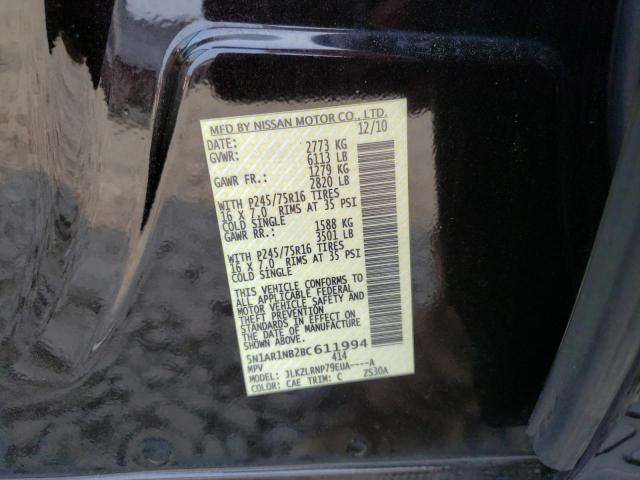 5N1AR1NB2BC611994 - 2011 NISSAN PATHFINDER S BLACK photo 13