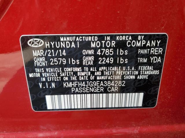 KMHFH4JG9EA384282 - 2014 HYUNDAI AZERA GLS RED photo 12