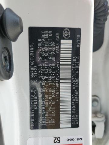 4T1G11AK4PU776549 - 2023 TOYOTA CAMRY SE NIGHT SHADE WHITE photo 12