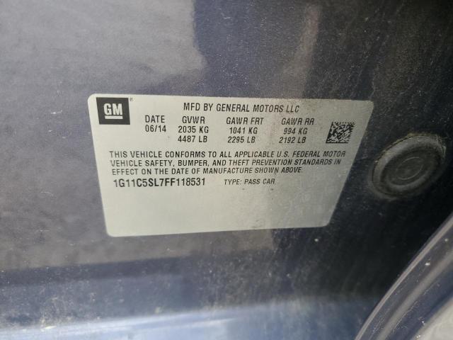 1G11C5SL7FF118531 - 2015 CHEVROLET MALIBU 1LT BLUE photo 12