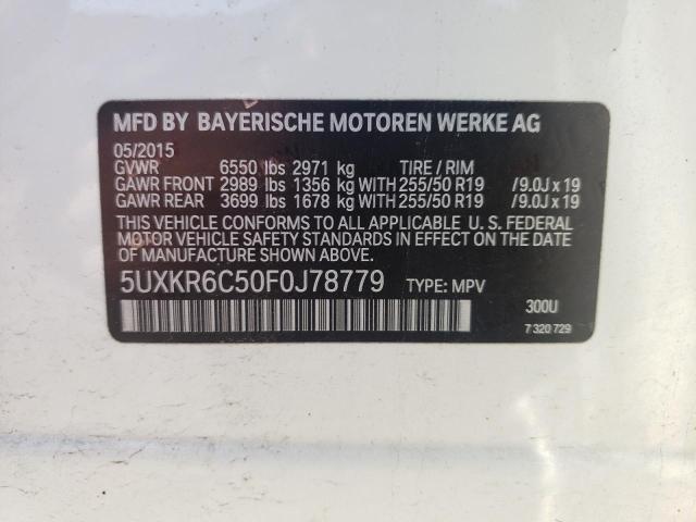 5UXKR6C50F0J78779 - 2015 BMW X5 XDRIVE50I WHITE photo 12