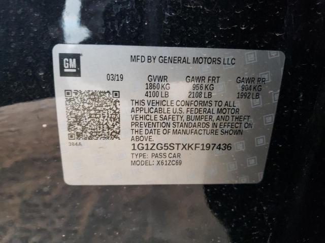 1G1ZG5STXKF197436 - 2019 CHEVROLET MALIBU RS BLACK photo 12