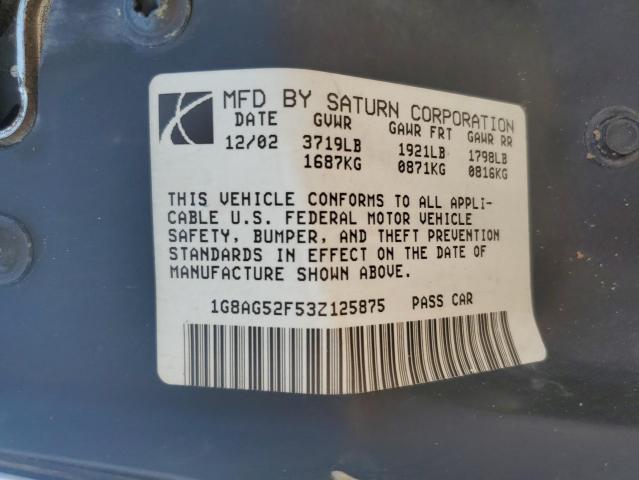 1G8AG52F53Z125875 - 2003 SATURN ION LEVEL 1 WHITE photo 13