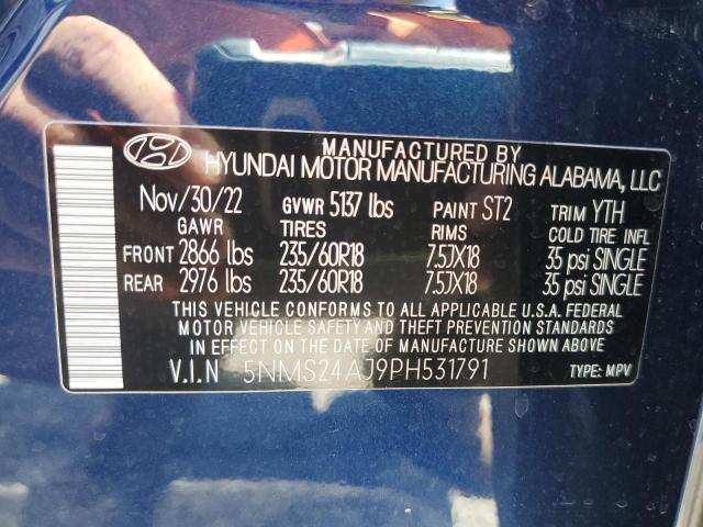 5NMS24AJ9PH531791 - 2023 HYUNDAI SANTA FE SEL BLUE photo 13