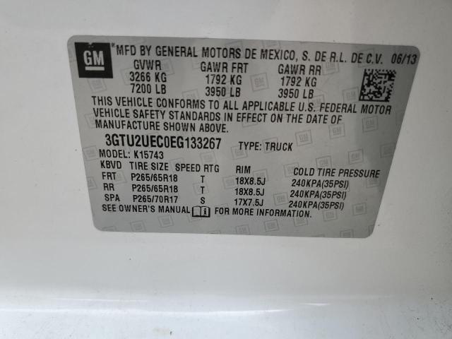 3GTU2UEC0EG133267 - 2014 GMC SIERRA K1500 SLE WHITE photo 12