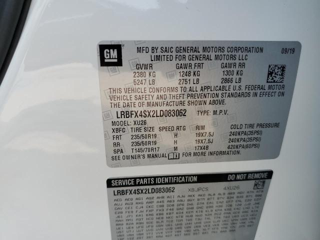 LRBFX4SX2LD083062 - 2020 BUICK ENVISION PREMIUM II Սպիտակ լուսանկար 12