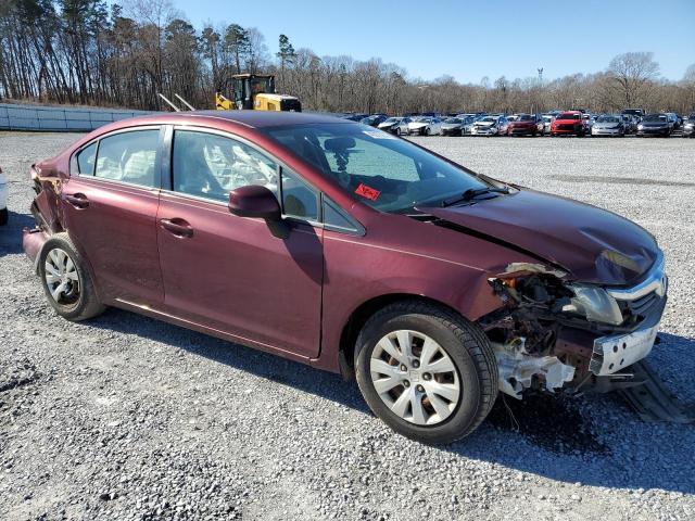 2HGFB2F51CH551722 - 2012 HONDA CIVIC LX BURGUNDY photo 4