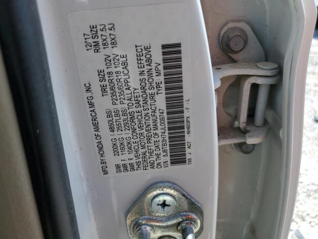 5J8TB3H74JL009747 - 2018 ACURA RDX ADVANCE WHITE photo 12