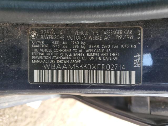 WBAAM5330XFR02714 - 1999 BMW 328 I AUTOMATIC BLUE photo 12