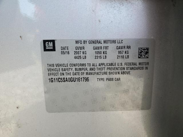1G11C5SA0GU161796 - 2016 CHEVROLET MALIBU LIM LT 银色 照片 12