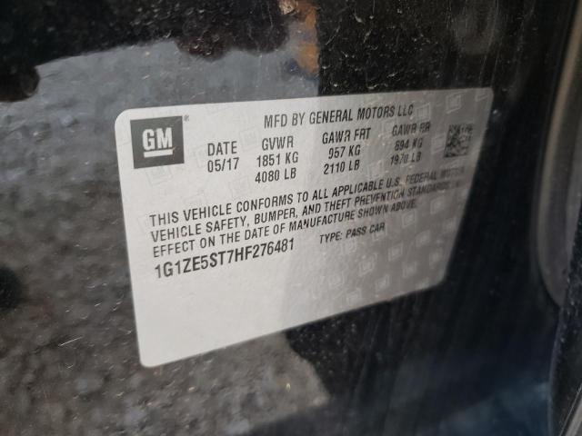 1G1ZE5ST7HF276481 - 2017 CHEVROLET MALIBU LT BLACK photo 13