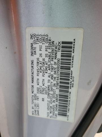 5TBBT4411YS082090 - 2000 TOYOTA TUNDRA ACCESS CAB ნაცრისფერი ფოტო 12