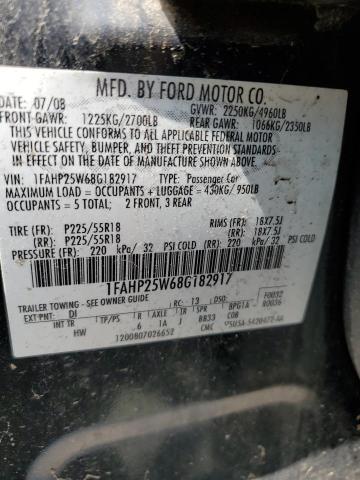 1FAHP25W68G182917 - 2008 FORD TAURUS LIMITED BLUE photo 12