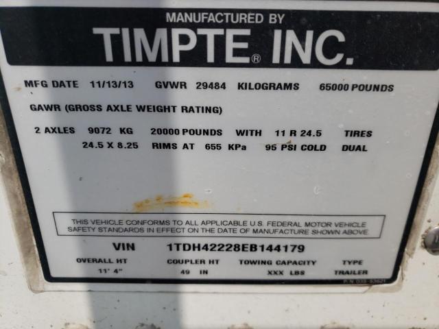 1TDH42228EB144179 - 2014 TIMP TRAILER WHITE photo 10