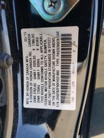 2HGFB2F90FH531890 - 2015 HONDA CIVIC EXL შავი ფოტო 13