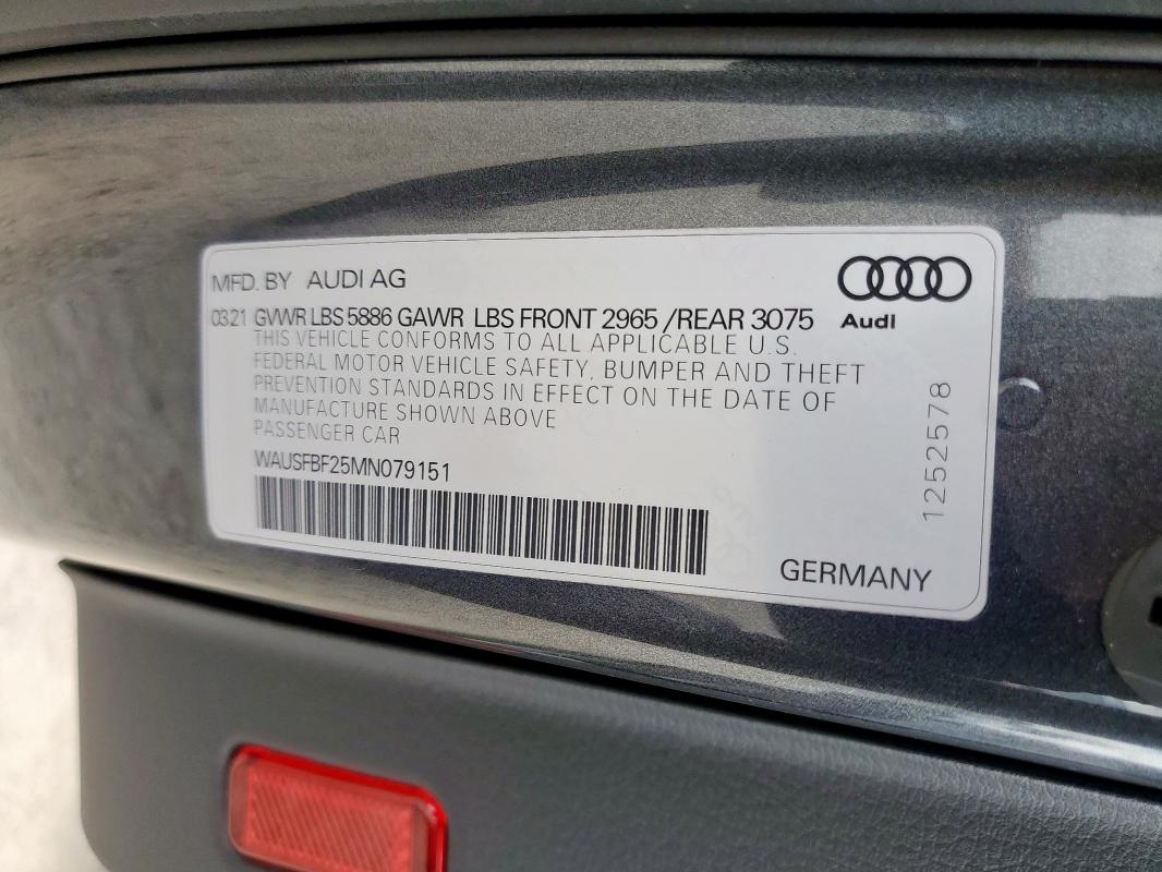 WAUSFBF25MN079151 - 2021 AUDI S7 PRESTIGE GRAY photo 13