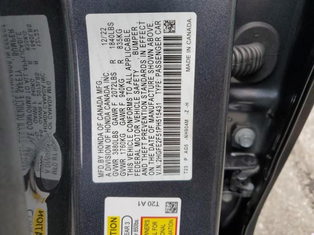 2HGFE2F51PH515431 - 2023 HONDA CIVIC SPORT 灰色 照片 12