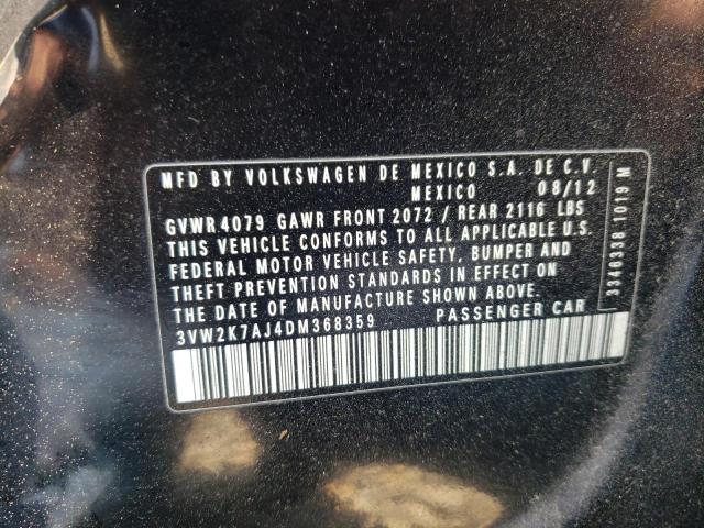 3VW2K7AJ4DM368359 - 2013 VOLKSWAGEN JETTA BASE შავი ფოტო 12