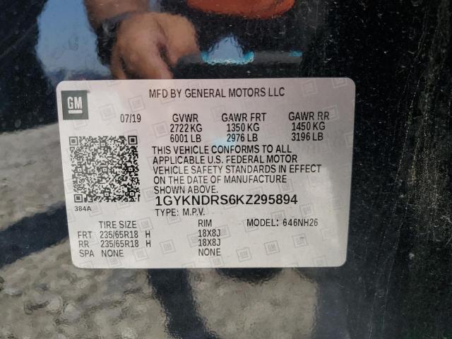 1GYKNDRS6KZ295894 - 2019 CADILLAC XT5 LUXURY أسود صورة 12