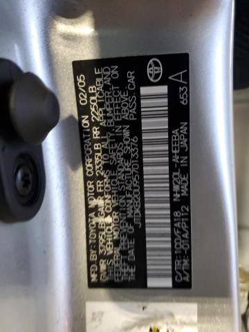 JTDKB20U957013376 - 2005 TOYOTA PRIUS SILVER photo 13