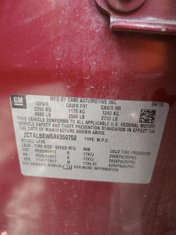 2CTALBEW6A6350752 - 2010 GMC TERRAIN SLE RED photo 12