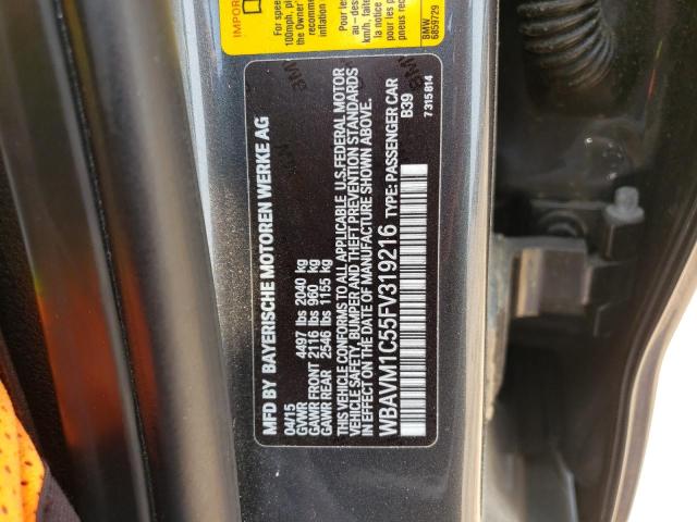 WBAVM1C55FV319216 - 2015 BMW X1 SDRIVE28I GRAY photo 13