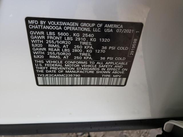 1V2JE2CAXMC235790 - 2021 VOLKSWAGEN ATLAS CROS SE Белый фото 14