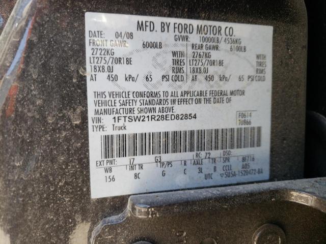 1FTSW21R28ED82854 - 2008 FORD F250 SUPER DUTY GRAY photo 13