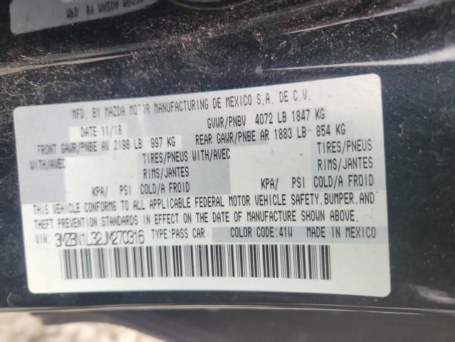 3MZBN1L32JM270316 - 2018 MAZDA 3 TOURING BLACK photo 12
