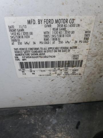 1FM5K8AR7EGB27639 - 2014 FORD EXPLORER POLICE INTERCEPTOR WHITE photo 12