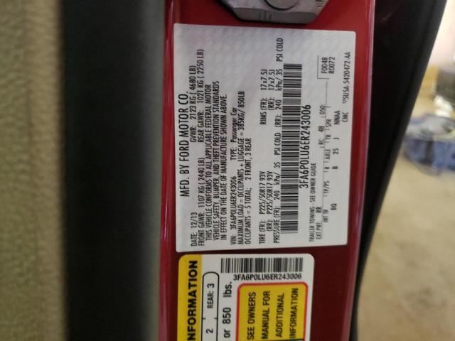 3FA6P0LU6ER243006 - 2014 FORD FUSION SE HYBRID RED photo 13