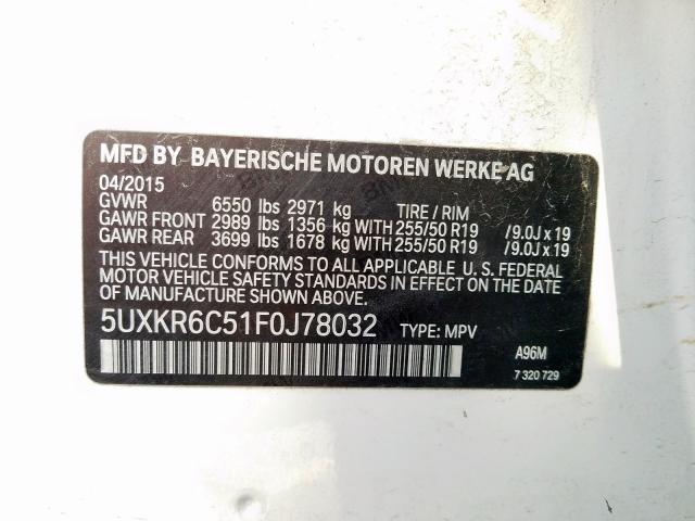 5UXKR6C51F0J78032 - 2015 BMW X5 XDRIVE50I  photo 10