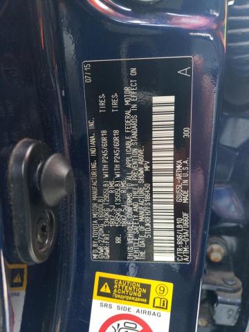 5TDJKRFH7FS186450 - 2015 TOYOTA HIGHLANDER XLE BLUE photo 13