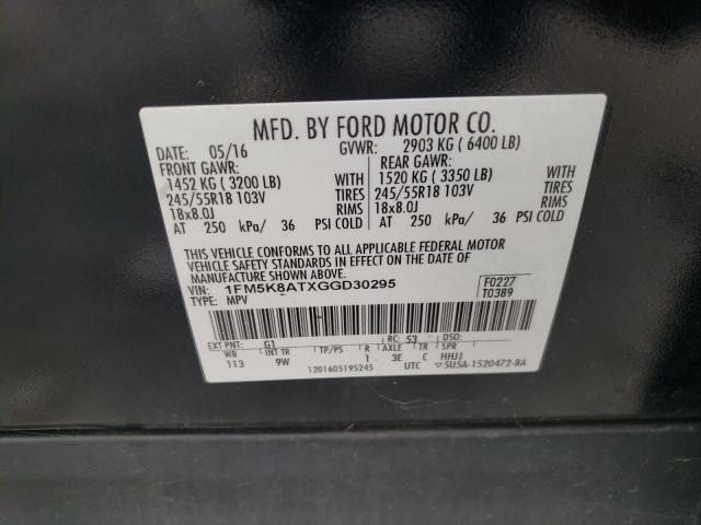 1FM5K8ATXGGD30295 - 2016 FORD EXPLORER POLICE INTERCEPTOR BLACK photo 13