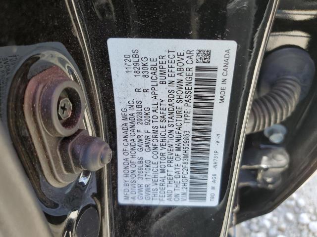 2HGFC2F83MH509853 - 2021 HONDA CIVIC SPORT შავი ფოტო 12