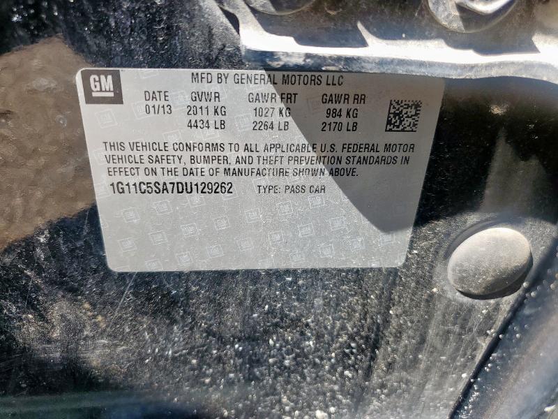 1G11C5SA7DU129262 - 2013 CHEVROLET MALIBU 1LT BLACK photo 12