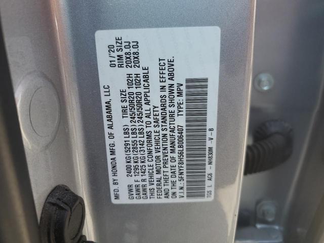 5FNYF8H56LB006407 - 2020 HONDA PASSPORT EXL فضي صورة 12